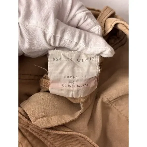 Vintage Levis Jeans 32 in x 33 in Mens 501 XX Made USA Khaki Brown Denim